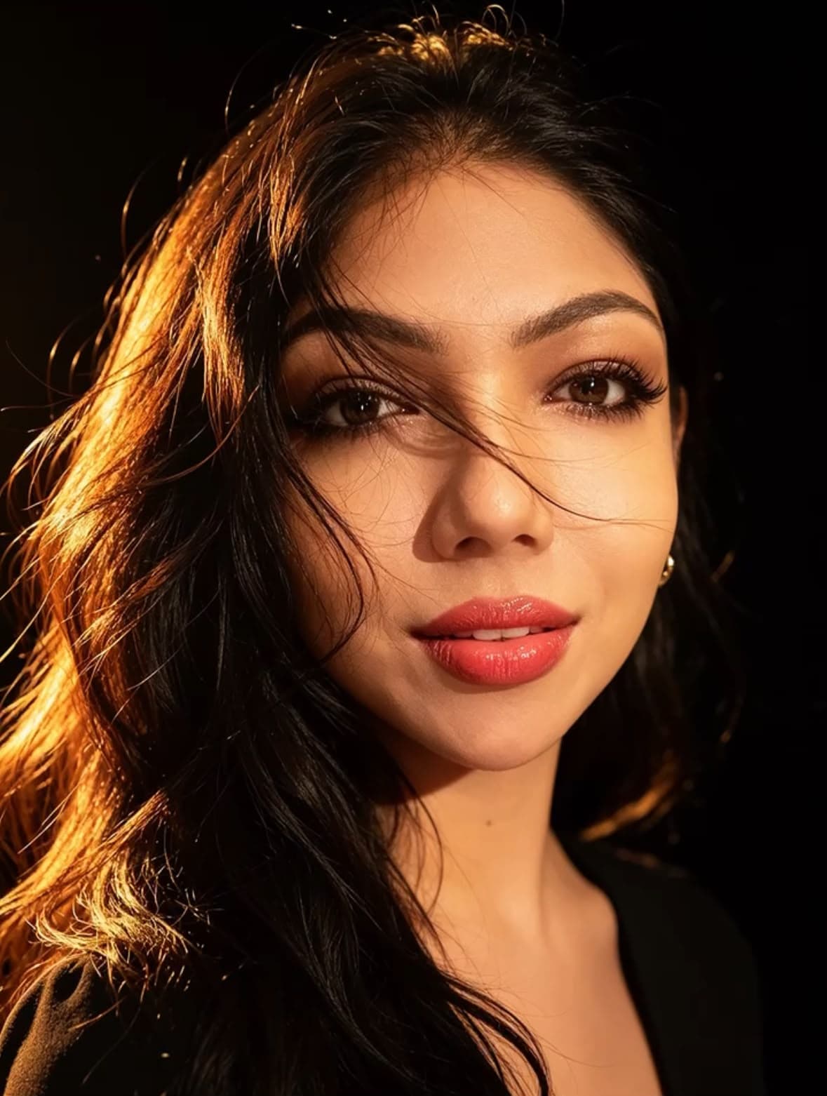Portrait featuring a warm, softly glamorous lash look